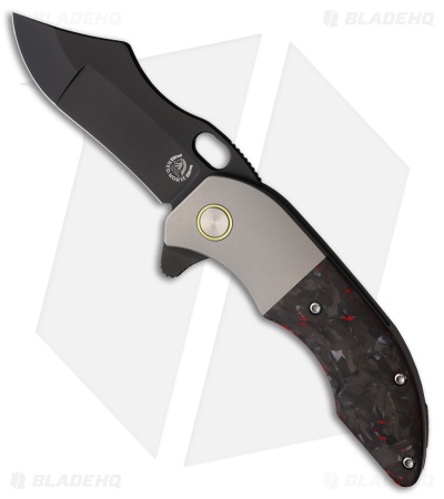 Red Horse Knife Works War Pig Frame Lock Knife Ti + Red/Black CF (3" Black)