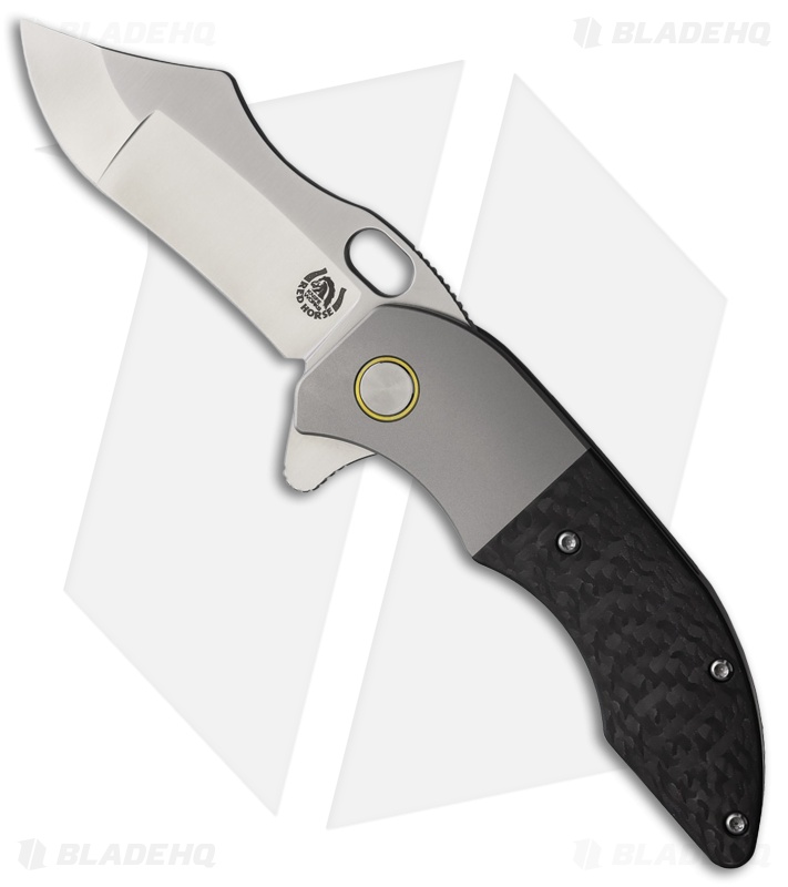 Red Horse Knife Works War Pig Frame Lock Knife Titanium/Twill CF (3" Satin)