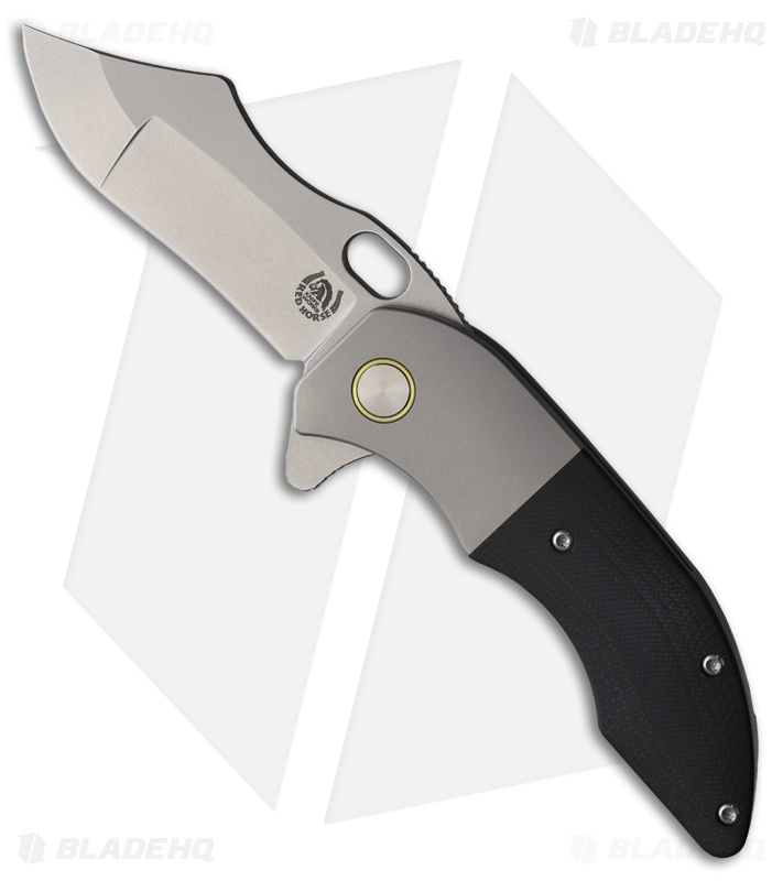 Red Horse Knife Works War Pig Frame Lock Knife Titanium/Black G-10 (3" Satin)