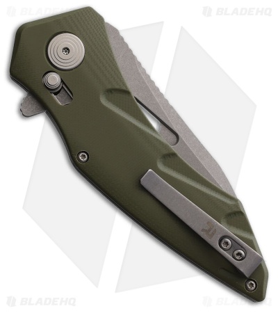 REVO Storm Wharncliffe Crossbar Lock Knife OD Green G-10 (3.2" Stonewash)