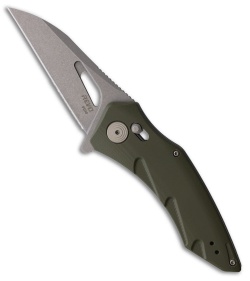 REVO Storm Wharncliffe Crossbar Lock Knife OD Green G-10 (3.2" Stonewash)