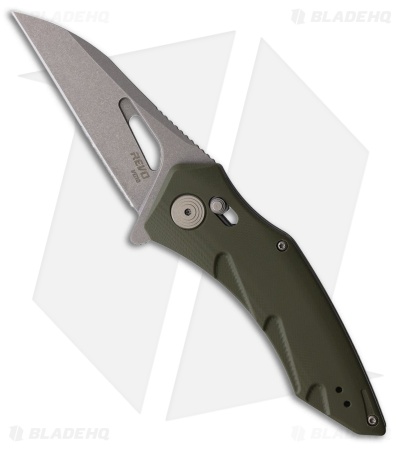REVO Storm Wharncliffe Crossbar Lock Knife OD Green G-10 (3.2" Stonewash)