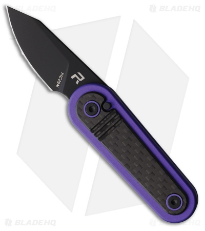 REVO Spirit Button Lock Knife Purple Aluminum + Carbon Fiber (1.95" Black)