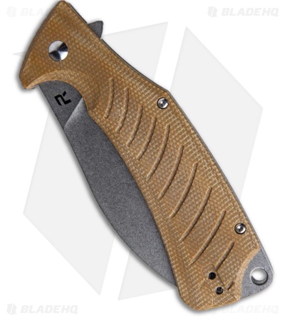 Revo Ness Drop Point Liner Lock Knife Brown Micarta (3.6" Stonewash D2)