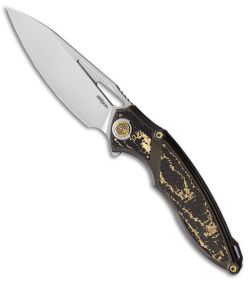 Rike Knife 1902 Frame Lock Knife Gold Carbon Fiber/Ti (7.1" M390)