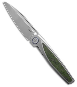 Rike Knife Baidi-S Liner Lock Knife Titanium + Green Carbon Fiber (3.4" BB M390)