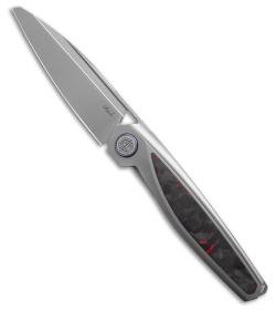 Rike Knife Baidi-S Liner Lock Knife Titanium + Red Carbon Fiber (3.4" BB M390)