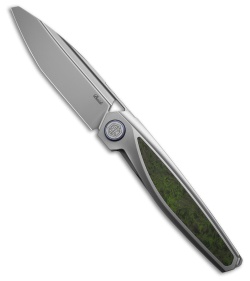 Rike Knife Baidi-T Liner Lock Knife Titanium + Green Carbon Fiber (3.4" BB M390)