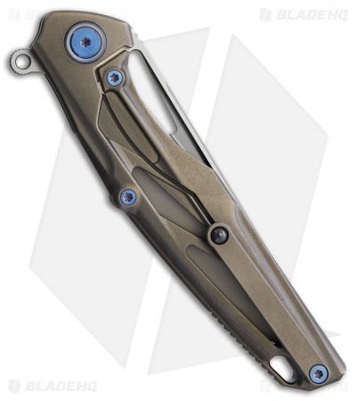 Rike Knife Knife Frame Lock Knife Bronze Titanium (3.8" Bead Blast) RKKNIGHTG