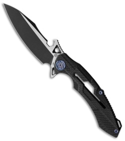 Rike Knife M3 Frame Lock Knife Black Ti/CF (3.9" Two-Tone 154CM)