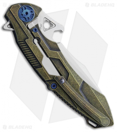 Rike Knife M3 Frame Lock Knife Carbon Fiber/Bronze Titanium (3.88" Satin)