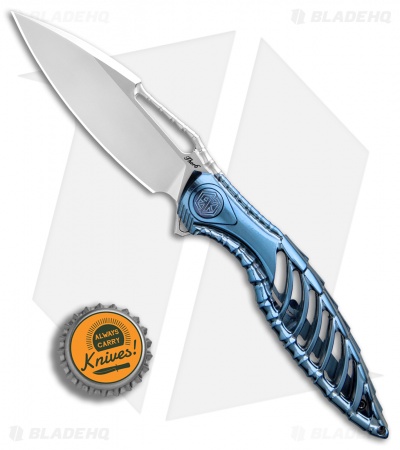 Rike Knife Thor6 Frame Lock Flipper Knife Blue Titanium (3.25" Satin)