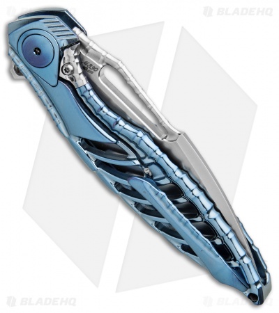 Rike Knife Thor6 Frame Lock Flipper Knife Blue Titanium (3.25" Satin)