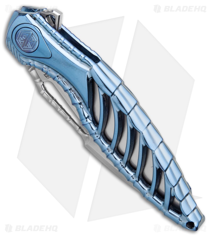 Rike Knife Thor6 Frame Lock Flipper Knife Blue Titanium (3.25" Satin)