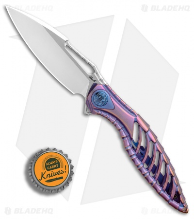 Rike Knife Thor6 Frame Lock Flipper Knife Purple Titanium (3.25" Satin) RK1902-R