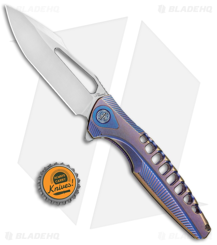 Rike Knife Thor5 Frame Lock Knife Purple/Blue Titanium (3.75" Satin) THOR5PB