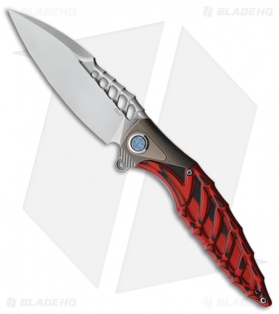 Rike Knife Thor7 Liner Lock Knife Black & Red G-10/Ti (3.5" Bead Blast)