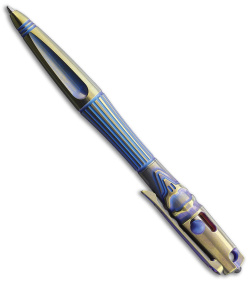 Rike Knife Tactical Pen Blue/Gold Titanium (5.31")