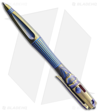 Rike Knife Tactical Pen Blue/Gold Titanium (5.31")