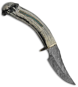 Rite Edge USA Deer Horn Damascus Skinner (4" Damascus)