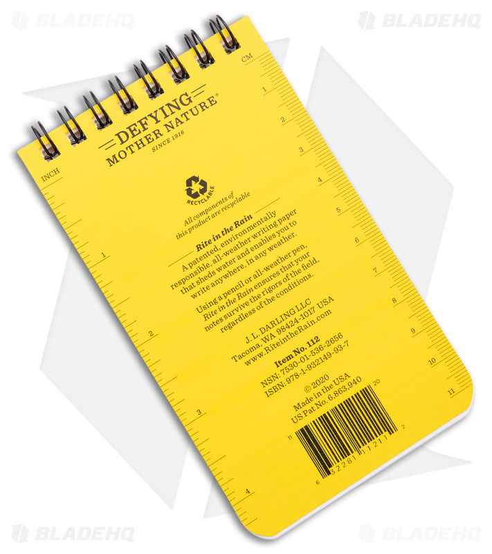 Rite in the Rain EMS Vital Stats Top Bound 3" x 5" All-Weather Notebook (Yellow)