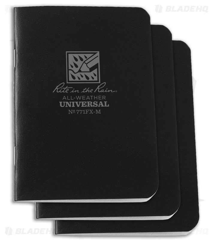 Rite in the Rain Mini Stapled 3.25" x 4.625" Notebook 3-Pack (Black)