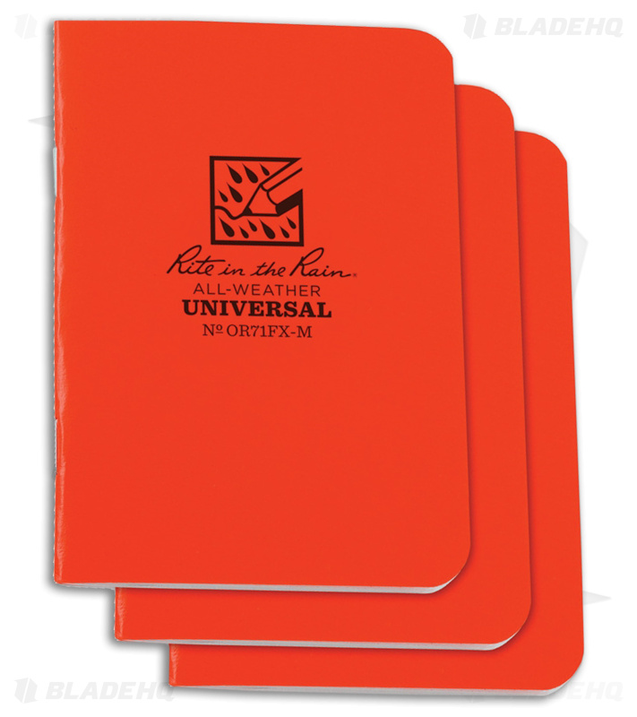 Rite In The Rain Mini Stapled 3.25" x 4.5" Notebook 3-Pack (Orange) 71FX-M