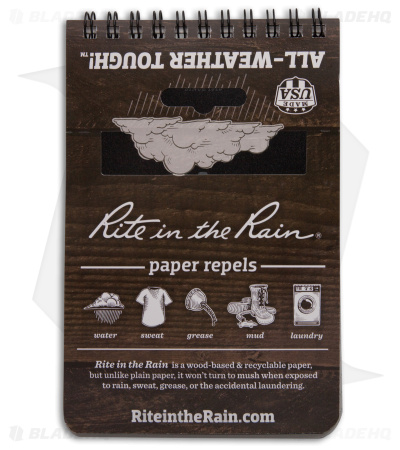 Rite in the Rain 6" X 4" Top Spiral Notebook (Black)