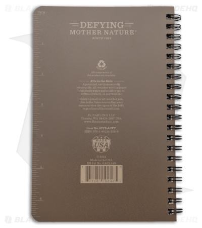 Rite in the Rain Side Spiral 4.88" X  7" ACFT Physical Fitness Journal (Brown)