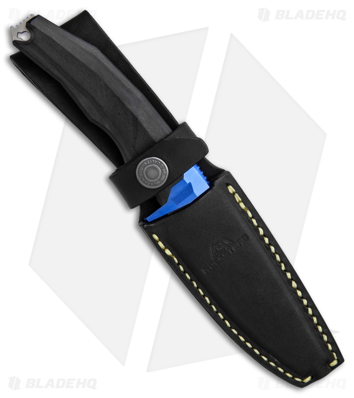 Rockstead Ritsu-ZDP Fixed Blade  Wood Micarta w/ Blue Ti Bolster (3.8" Mirror)