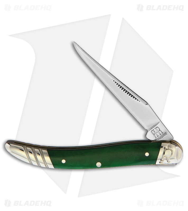 Rough Ryder Baby Toothpick Knife 3" Green Smooth Bone