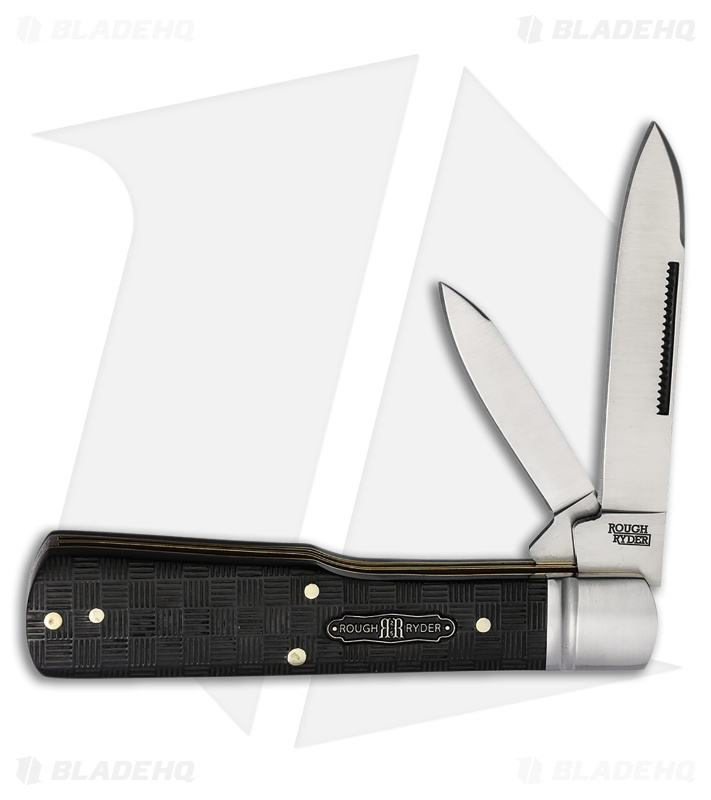 Rough Ryder Bearhead Reserve Gunstock Knife 3.75" Basketweave Pakkawood RR2570