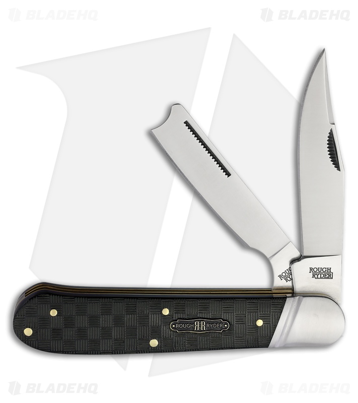 Rough Ryder Bearhead Knife 4.12" Black Basketweave Pakkawood RR2568