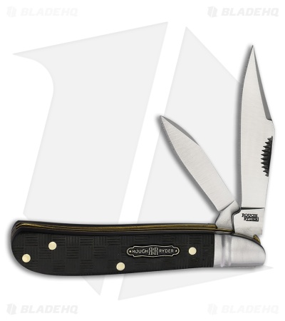 Rough Ryder Peanut Bearhead Knife 3.75" Black Basketweave Pakkawood RR2558