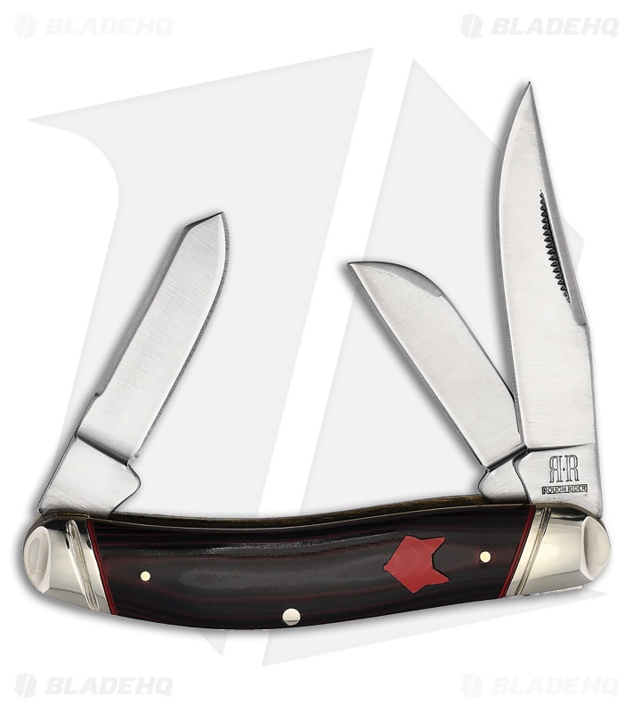 Rough Ryder Sowbelly Knife Black/red Micarta Mirror