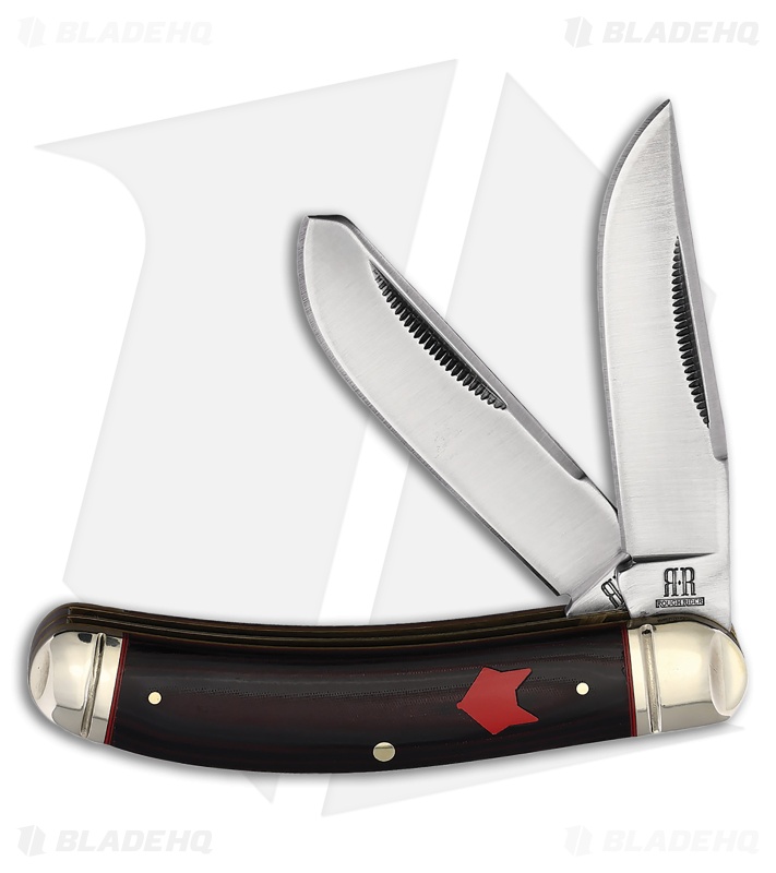 Rough Ryder Sowbelly Trapper Knife Black/Red Micarta Mirror