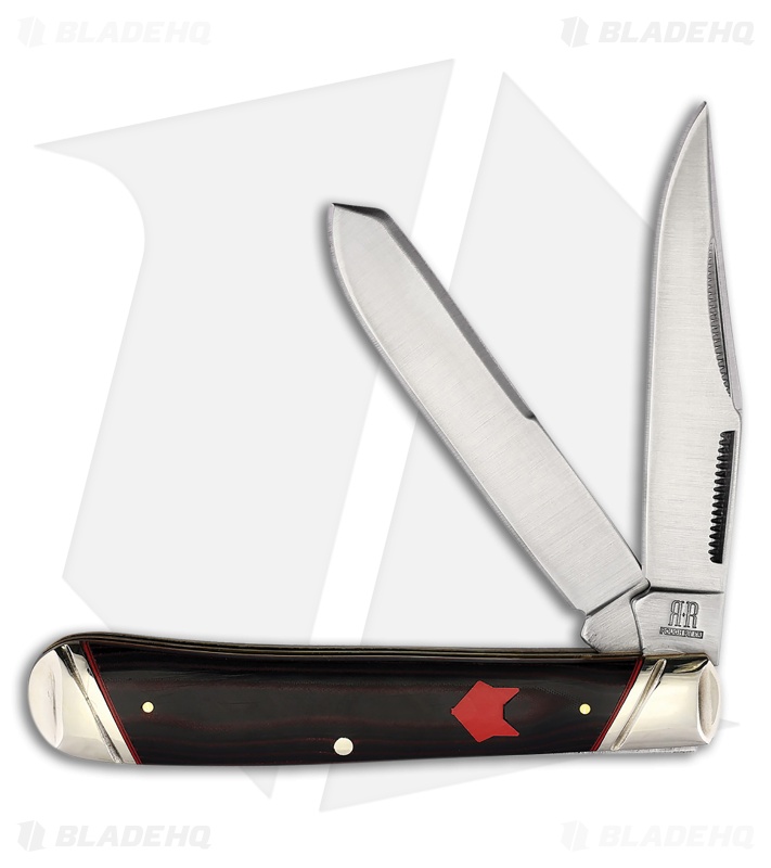 Rough Ryder Trapper Knife Black/Brown Micarta Satin