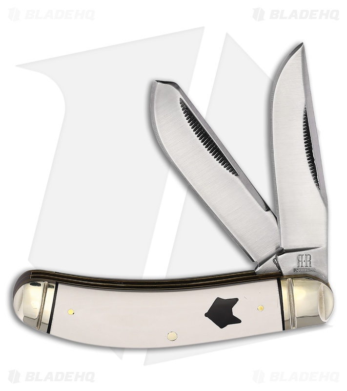 Rough Ryder Sowbelly Trapper Knife White Smooth Micarta
