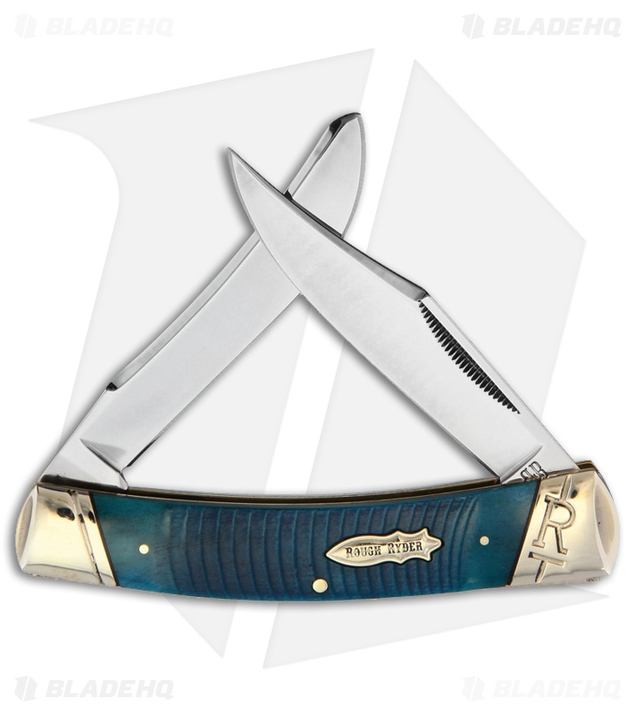 Rough Ryder Moose Knife Blue Jigged Bone Satin