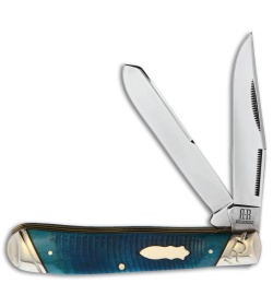 Rough Ryder Trapper Slip Joint Knife Black and Blue Bone (3.125 Satin)