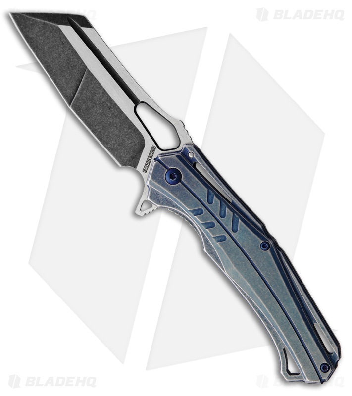 Rough Ryder Frame lock Knife Blue Stonewash Steel Black SW