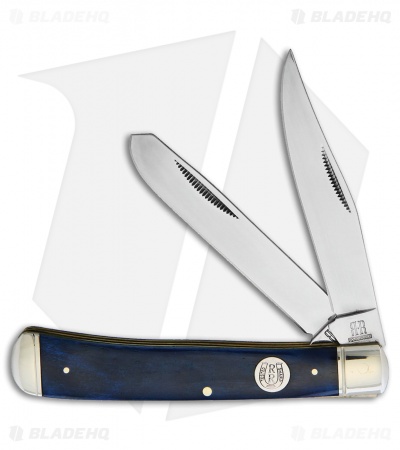 Rough Ryder Trapper Knife 3.12" Blue Smooth Bone