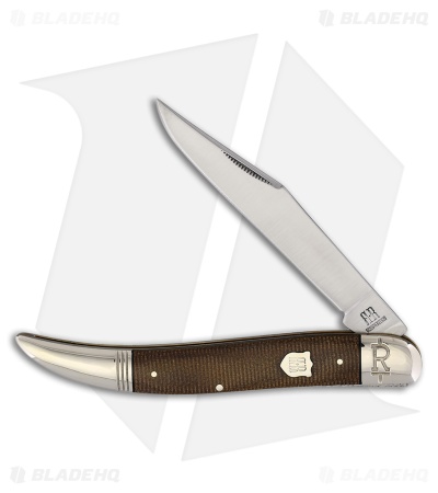 Rough Ryder Large Toothpick Knife Brown Burlap Micarta