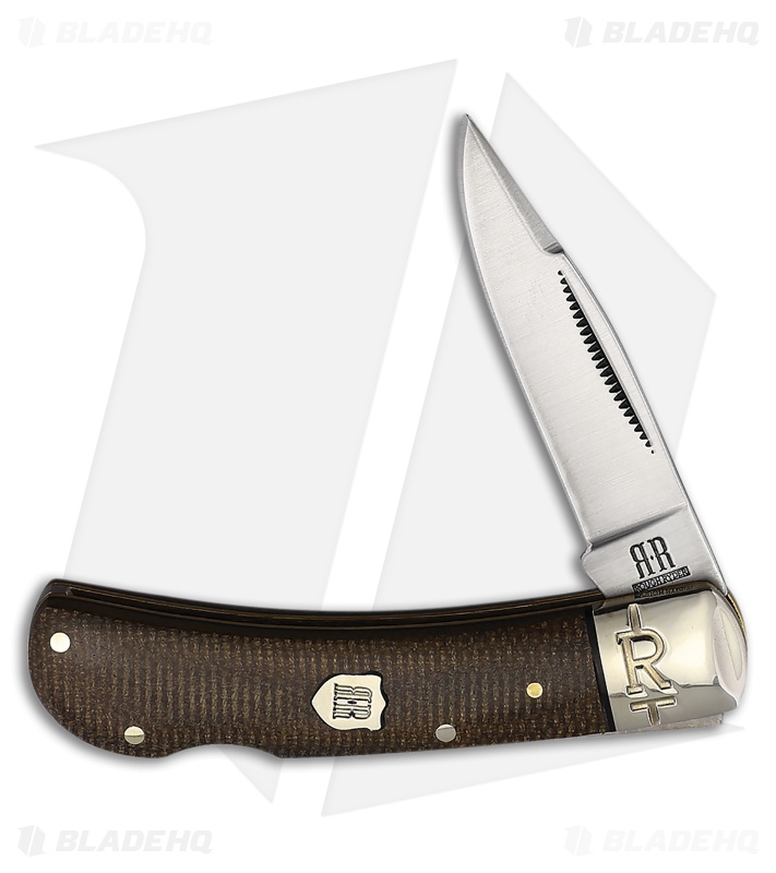 RYU　SHELLAC-5351MARUYA- W RIDERS Rough Ryder Lockback Knife Brown Burlap Micarta Satin