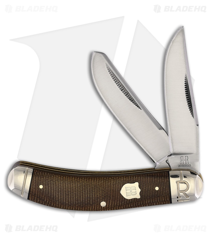 Rough Ryder Sowbelly Trapper Knife Brown Burlap Micarta