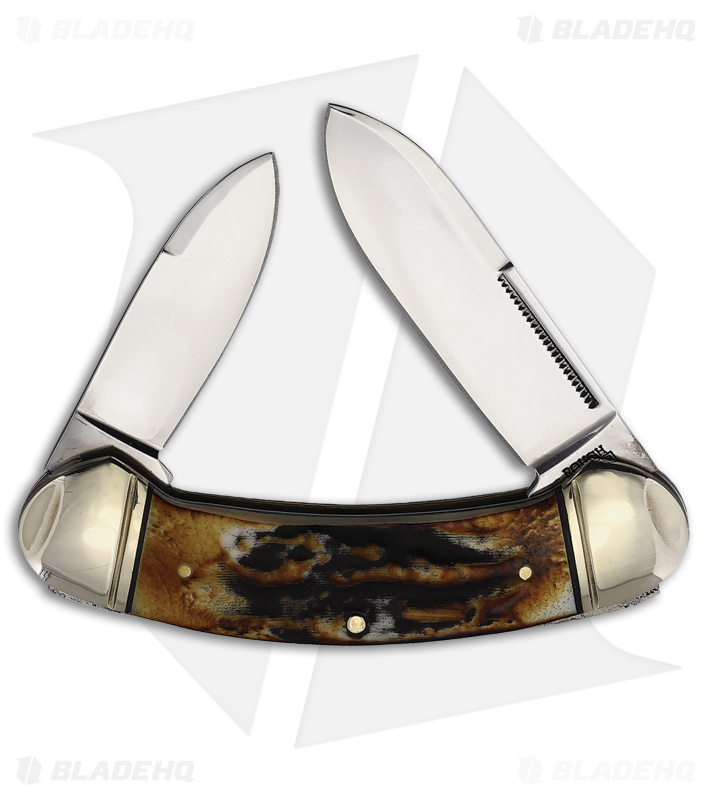 Rough Ryder Bow Canoe Knife 3.63" Cinnamon Bone Stag RR2428