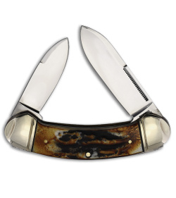 Rough Ryder Bow Canoe Knife 3.63" Cinnamon Bone Stag RR2428