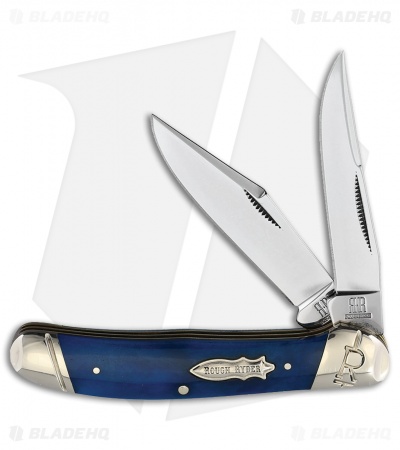 Rough Ryder Copperhead Knife 3.75" Blue Smooth Bone RR2287