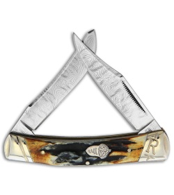 Rough Ryder Moose Knife Blue Jigged Bone Satin