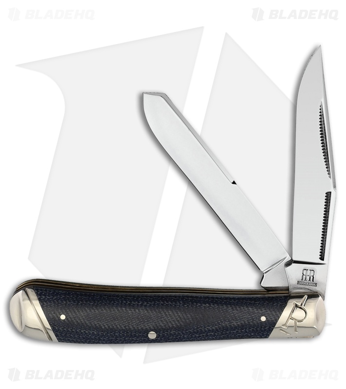 Rough Ryder Trapper Knife Blue Denim Micarta RR2182 Satin